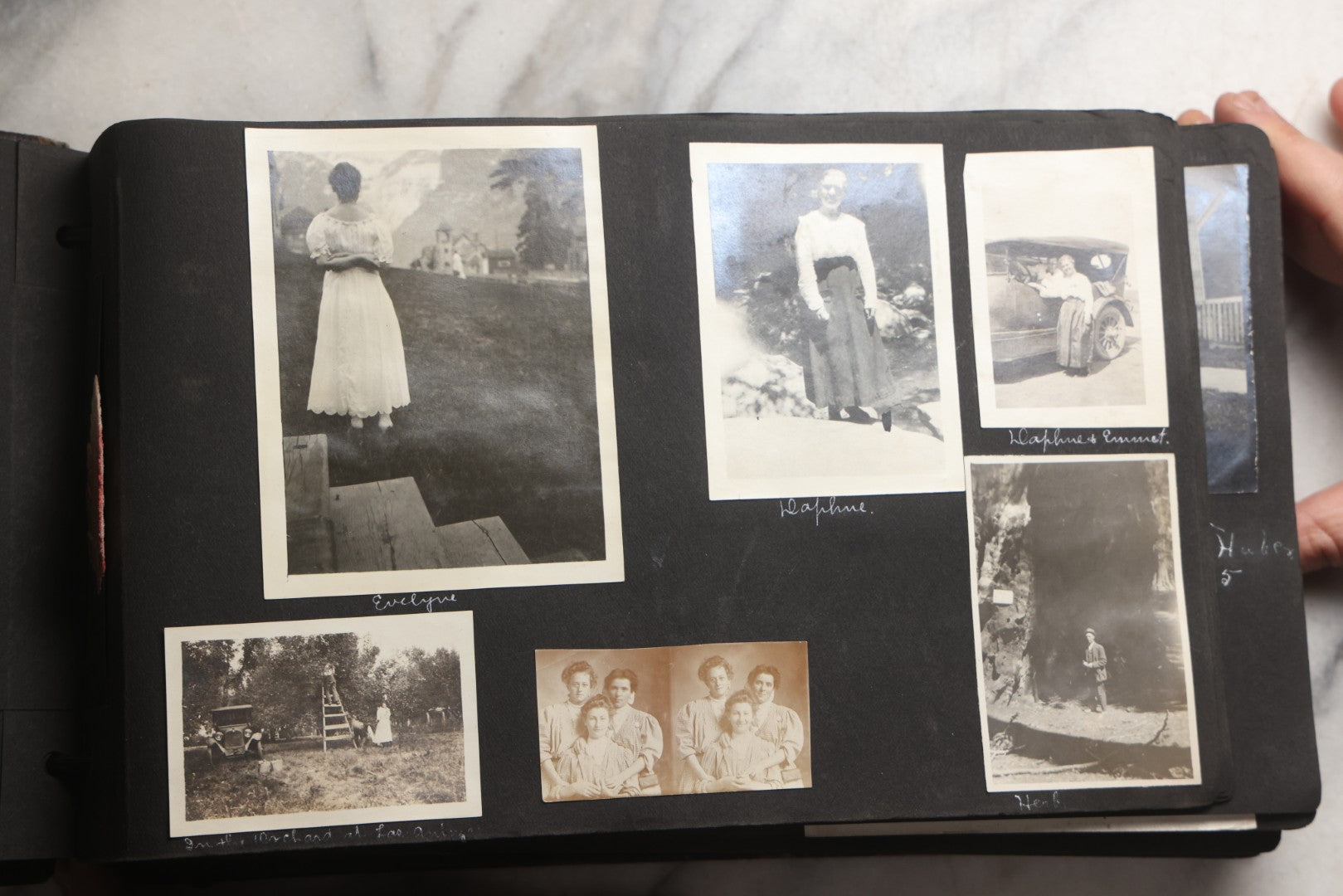 Lot 025 - Antique Snapshot Photo Album Gifted To Zella On Christmas 1916 With 1750+ Photos Of Midwest And Western Scenes Including Telluride & Greeley Colorado, Farm Life, Animals, Automobiles, Oil Wells, Early Aviation, And WWI Soldiers, 1916–1920