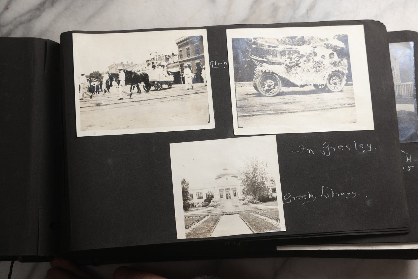 Lot 025 - Antique Snapshot Photo Album Gifted To Zella On Christmas 1916 With 1750+ Photos Of Midwest And Western Scenes Including Telluride & Greeley Colorado, Farm Life, Animals, Automobiles, Oil Wells, Early Aviation, And WWI Soldiers, 1916–1920