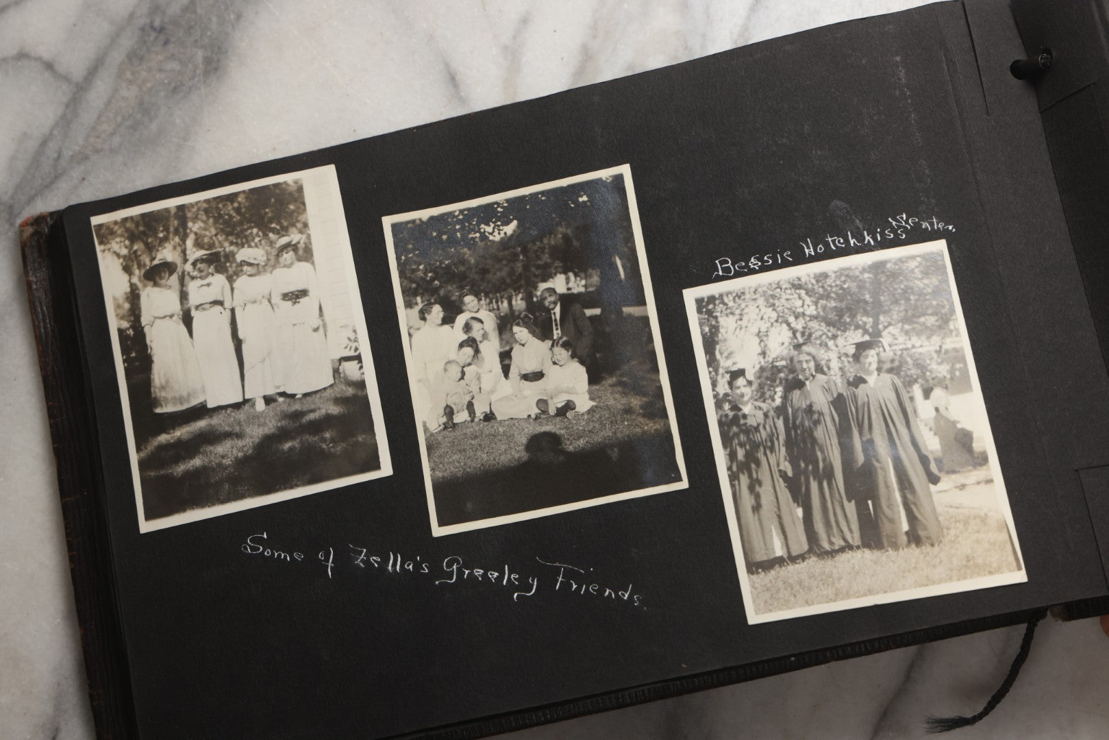Lot 025 - Antique Snapshot Photo Album Gifted To Zella On Christmas 1916 With 1750+ Photos Of Midwest And Western Scenes Including Telluride & Greeley Colorado, Farm Life, Animals, Automobiles, Oil Wells, Early Aviation, And WWI Soldiers, 1916–1920
