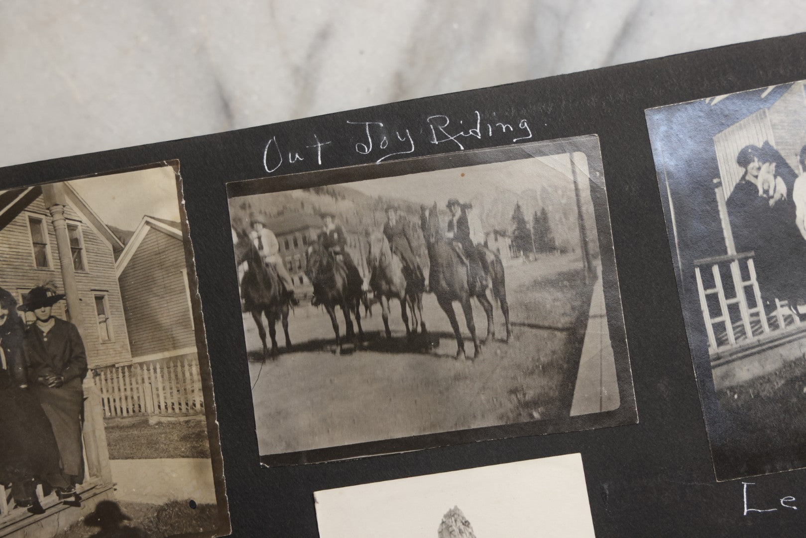 Lot 025 - Antique Snapshot Photo Album Gifted To Zella On Christmas 1916 With 1750+ Photos Of Midwest And Western Scenes Including Telluride & Greeley Colorado, Farm Life, Animals, Automobiles, Oil Wells, Early Aviation, And WWI Soldiers, 1916–1920