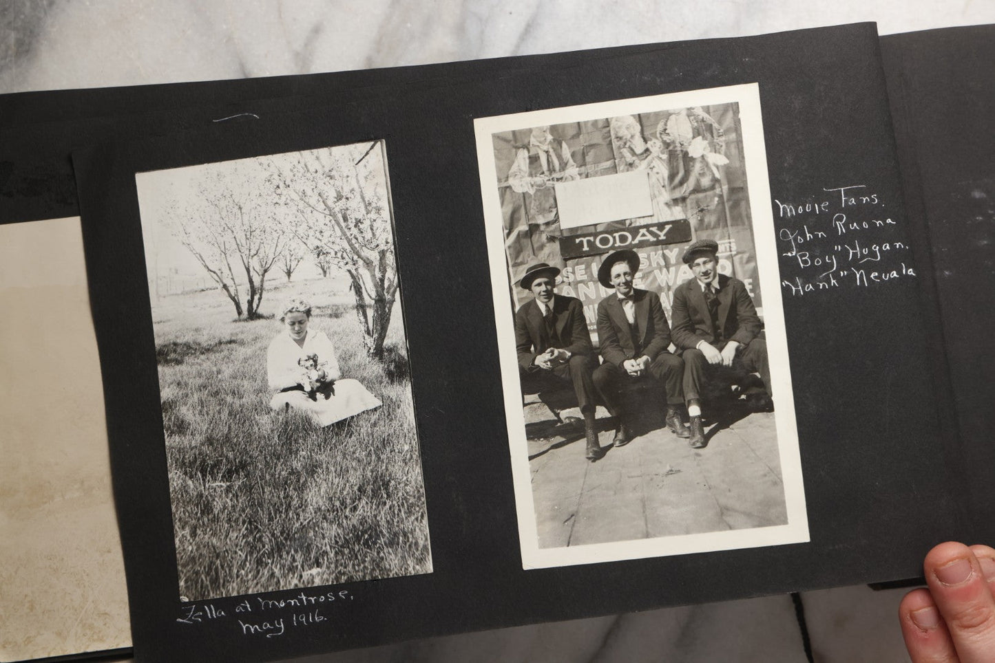 Lot 025 - Antique Snapshot Photo Album Gifted To Zella On Christmas 1916 With 1750+ Photos Of Midwest And Western Scenes Including Telluride & Greeley Colorado, Farm Life, Animals, Automobiles, Oil Wells, Early Aviation, And WWI Soldiers, 1916–1920