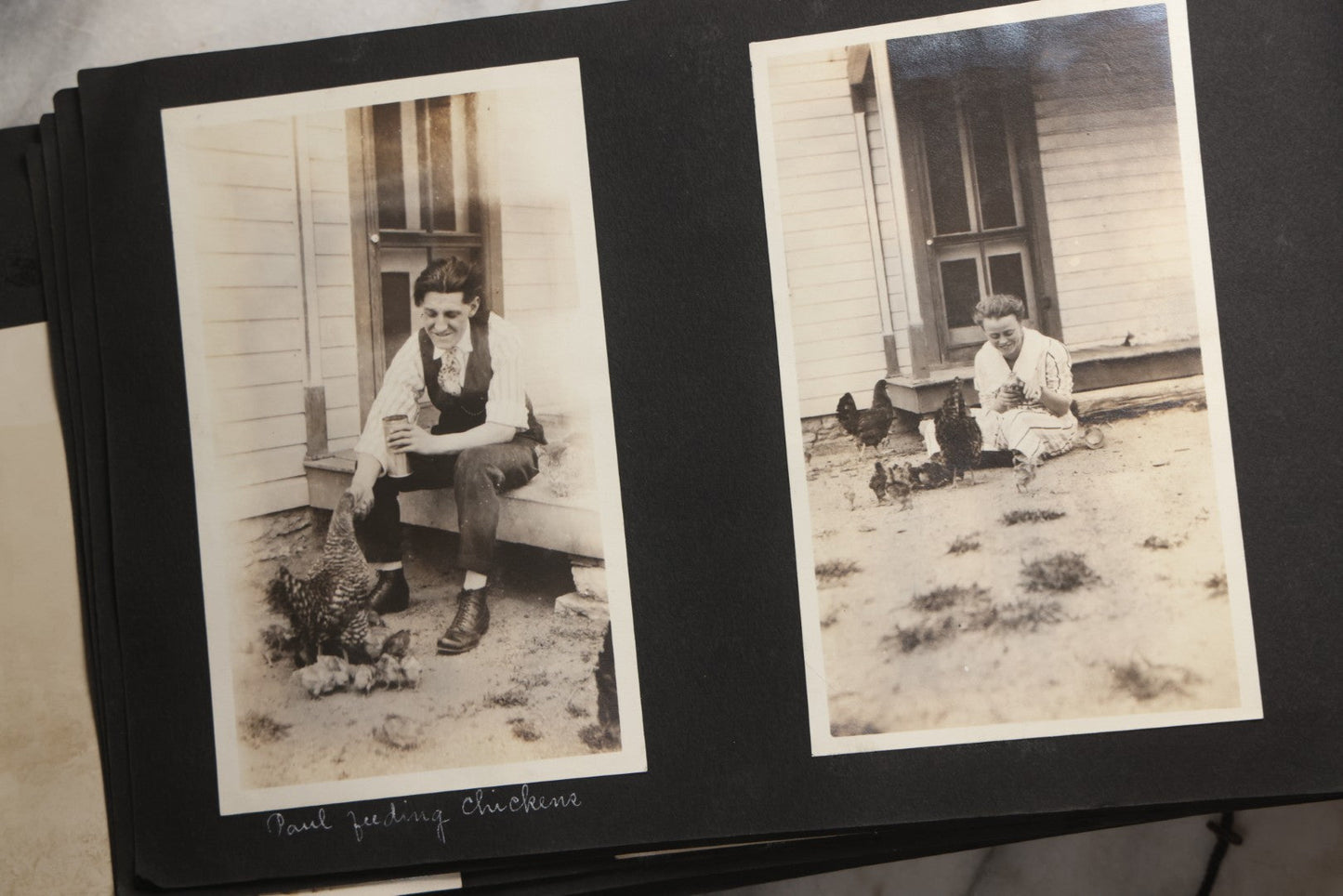 Lot 025 - Antique Snapshot Photo Album Gifted To Zella On Christmas 1916 With 1750+ Photos Of Midwest And Western Scenes Including Telluride & Greeley Colorado, Farm Life, Animals, Automobiles, Oil Wells, Early Aviation, And WWI Soldiers, 1916–1920