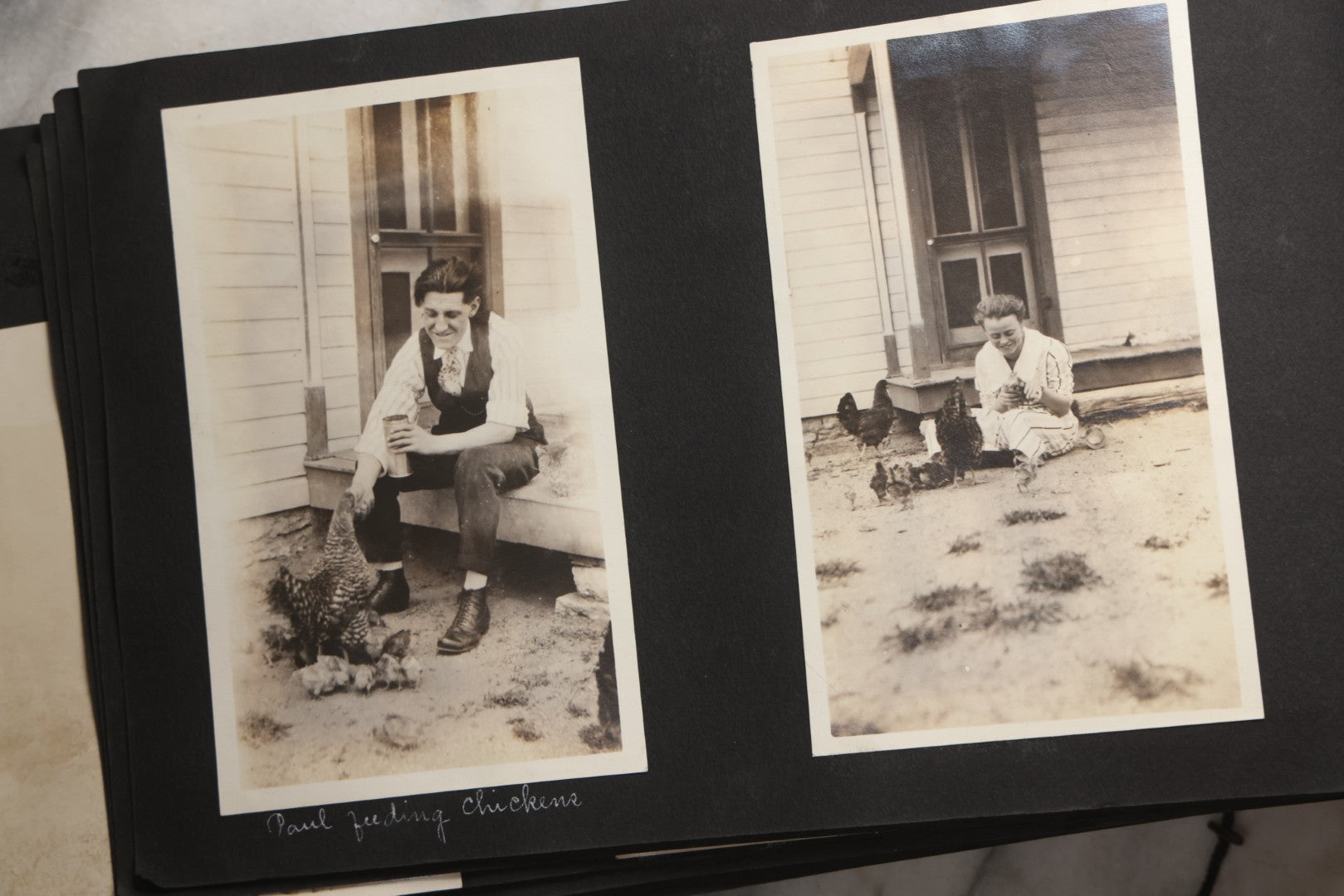 Lot 025 - Antique Snapshot Photo Album Gifted To Zella On Christmas 1916 With 1750+ Photos Of Midwest And Western Scenes Including Telluride & Greeley Colorado, Farm Life, Animals, Automobiles, Oil Wells, Early Aviation, And WWI Soldiers, 1916–1920