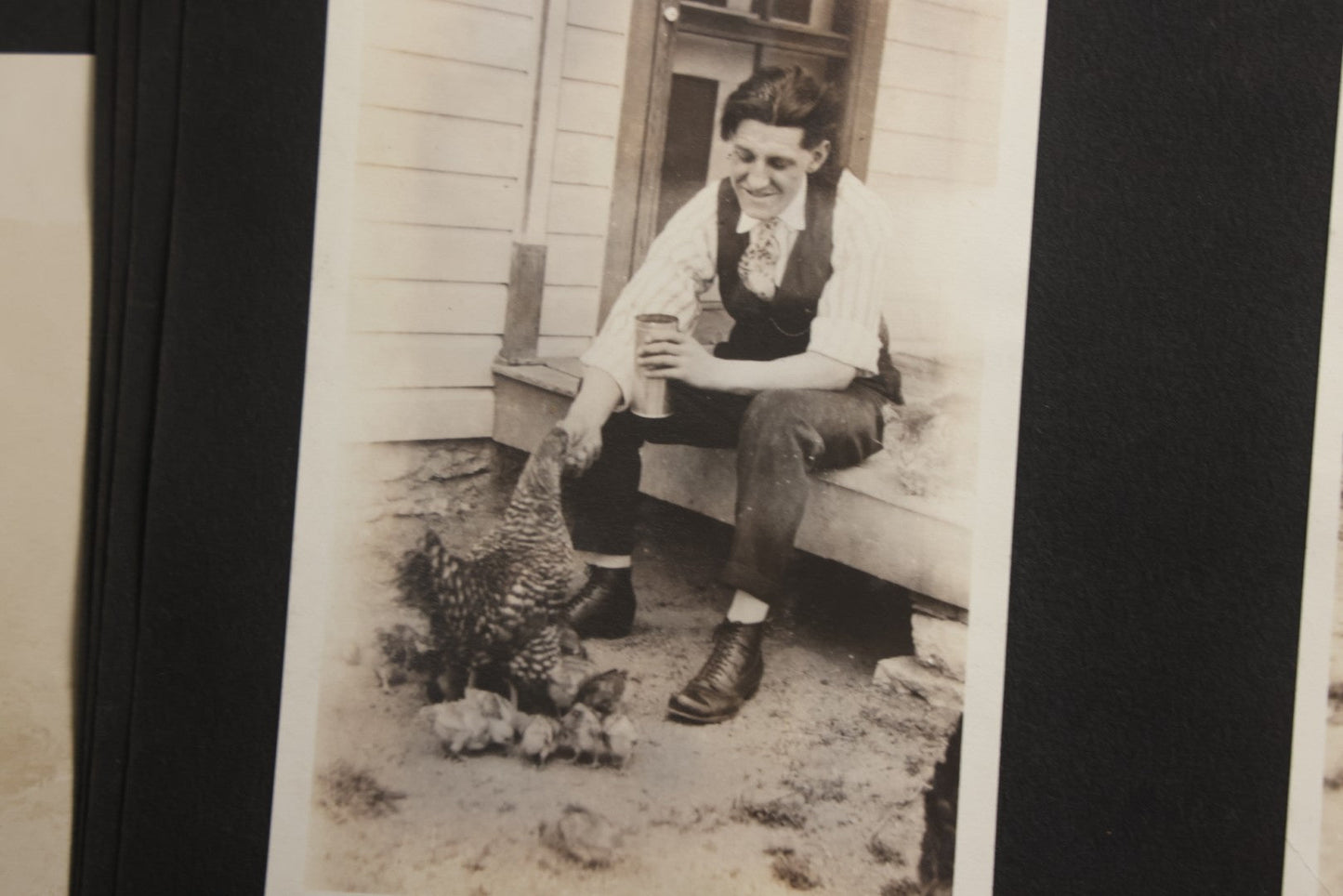 Lot 025 - Antique Snapshot Photo Album Gifted To Zella On Christmas 1916 With 1750+ Photos Of Midwest And Western Scenes Including Telluride & Greeley Colorado, Farm Life, Animals, Automobiles, Oil Wells, Early Aviation, And WWI Soldiers, 1916–1920