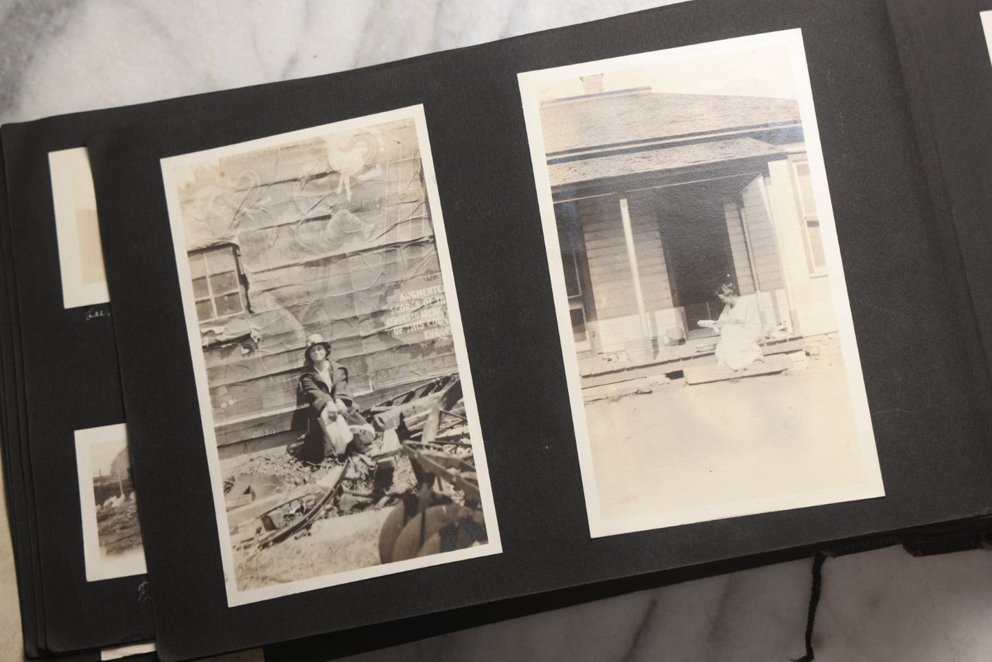 Lot 025 - Antique Snapshot Photo Album Gifted To Zella On Christmas 1916 With 1750+ Photos Of Midwest And Western Scenes Including Telluride & Greeley Colorado, Farm Life, Animals, Automobiles, Oil Wells, Early Aviation, And WWI Soldiers, 1916–1920