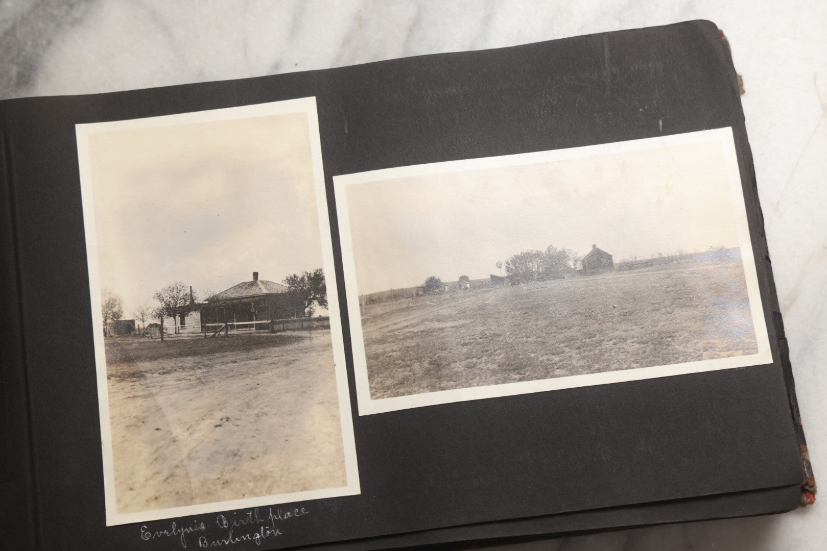 Lot 025 - Antique Snapshot Photo Album Gifted To Zella On Christmas 1916 With 1750+ Photos Of Midwest And Western Scenes Including Telluride & Greeley Colorado, Farm Life, Animals, Automobiles, Oil Wells, Early Aviation, And WWI Soldiers, 1916–1920
