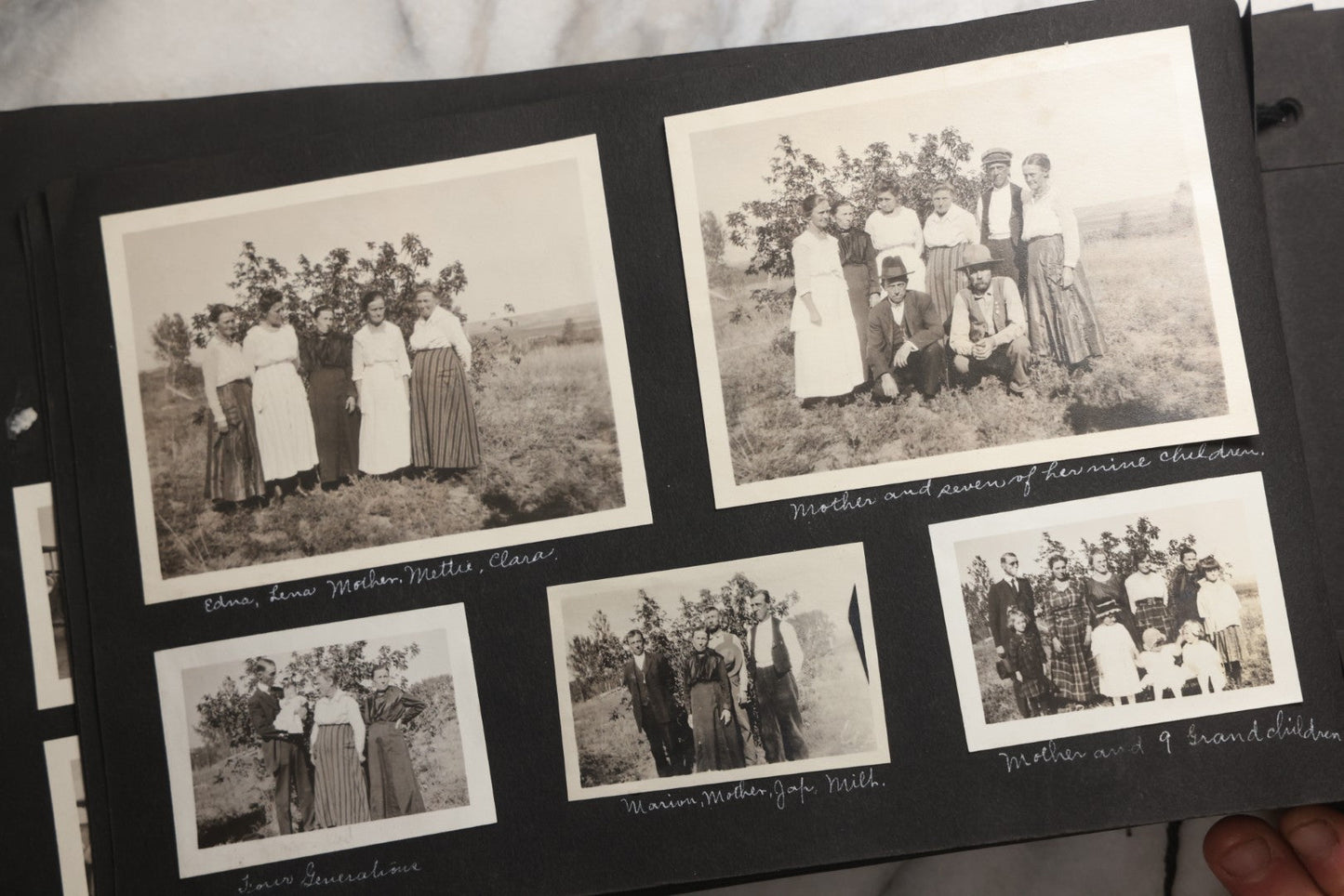 Lot 025 - Antique Snapshot Photo Album Gifted To Zella On Christmas 1916 With 1750+ Photos Of Midwest And Western Scenes Including Telluride & Greeley Colorado, Farm Life, Animals, Automobiles, Oil Wells, Early Aviation, And WWI Soldiers, 1916–1920