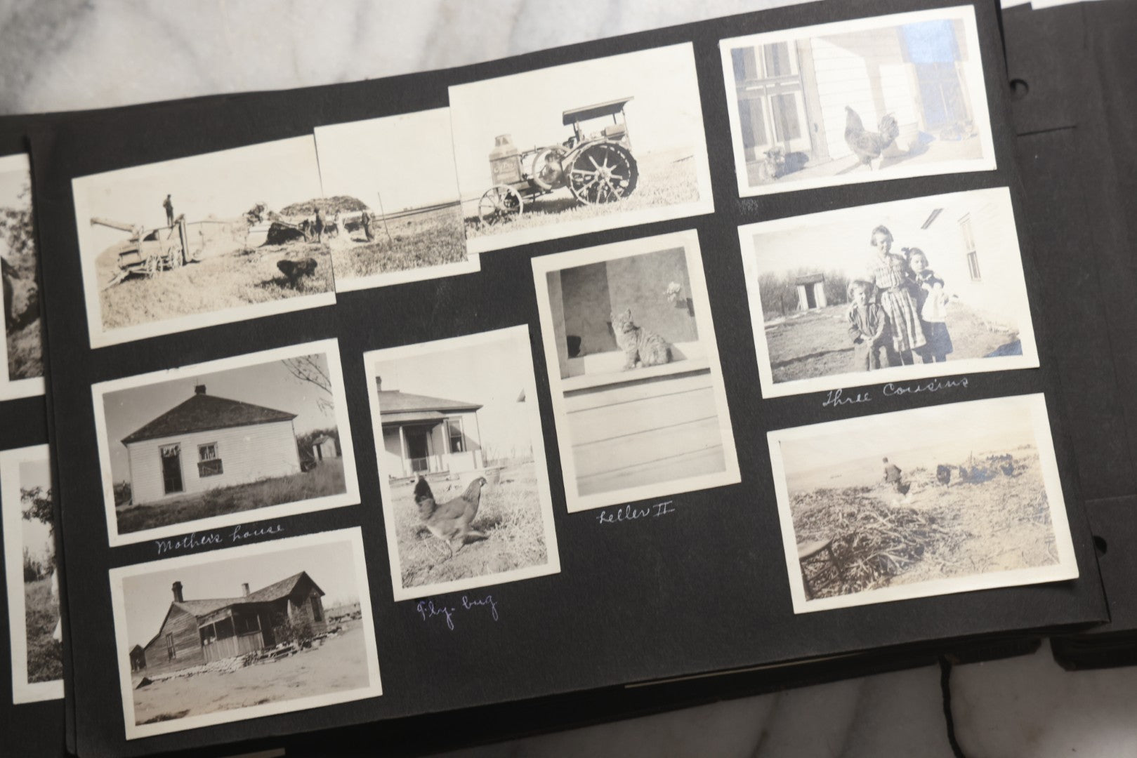 Lot 025 - Antique Snapshot Photo Album Gifted To Zella On Christmas 1916 With 1750+ Photos Of Midwest And Western Scenes Including Telluride & Greeley Colorado, Farm Life, Animals, Automobiles, Oil Wells, Early Aviation, And WWI Soldiers, 1916–1920