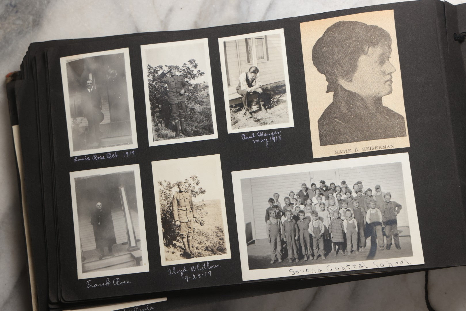 Lot 025 - Antique Snapshot Photo Album Gifted To Zella On Christmas 1916 With 1750+ Photos Of Midwest And Western Scenes Including Telluride & Greeley Colorado, Farm Life, Animals, Automobiles, Oil Wells, Early Aviation, And WWI Soldiers, 1916–1920