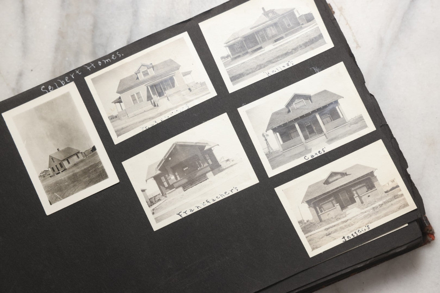 Lot 025 - Antique Snapshot Photo Album Gifted To Zella On Christmas 1916 With 1750+ Photos Of Midwest And Western Scenes Including Telluride & Greeley Colorado, Farm Life, Animals, Automobiles, Oil Wells, Early Aviation, And WWI Soldiers, 1916–1920