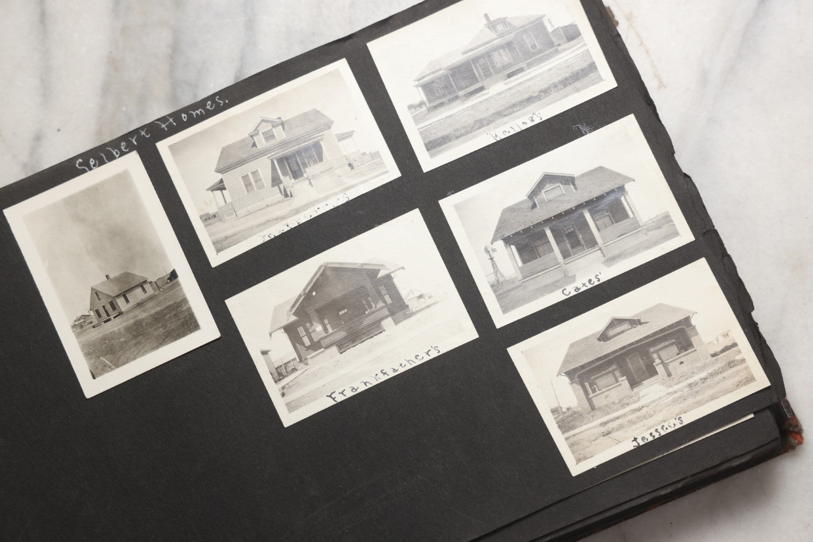 Lot 025 - Antique Snapshot Photo Album Gifted To Zella On Christmas 1916 With 1750+ Photos Of Midwest And Western Scenes Including Telluride & Greeley Colorado, Farm Life, Animals, Automobiles, Oil Wells, Early Aviation, And WWI Soldiers, 1916–1920