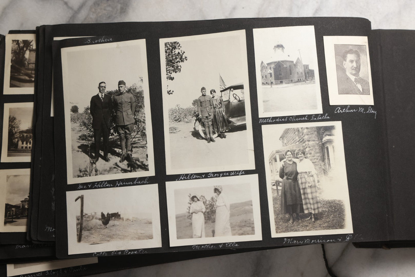 Lot 025 - Antique Snapshot Photo Album Gifted To Zella On Christmas 1916 With 1750+ Photos Of Midwest And Western Scenes Including Telluride & Greeley Colorado, Farm Life, Animals, Automobiles, Oil Wells, Early Aviation, And WWI Soldiers, 1916–1920
