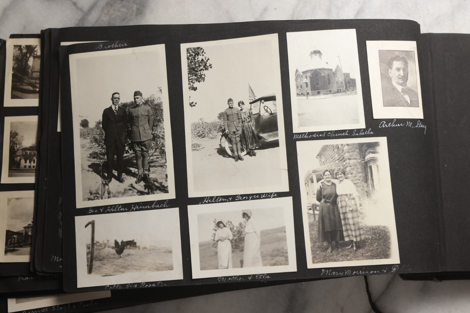 Lot 025 - Antique Snapshot Photo Album Gifted To Zella On Christmas 1916 With 1750+ Photos Of Midwest And Western Scenes Including Telluride & Greeley Colorado, Farm Life, Animals, Automobiles, Oil Wells, Early Aviation, And WWI Soldiers, 1916–1920