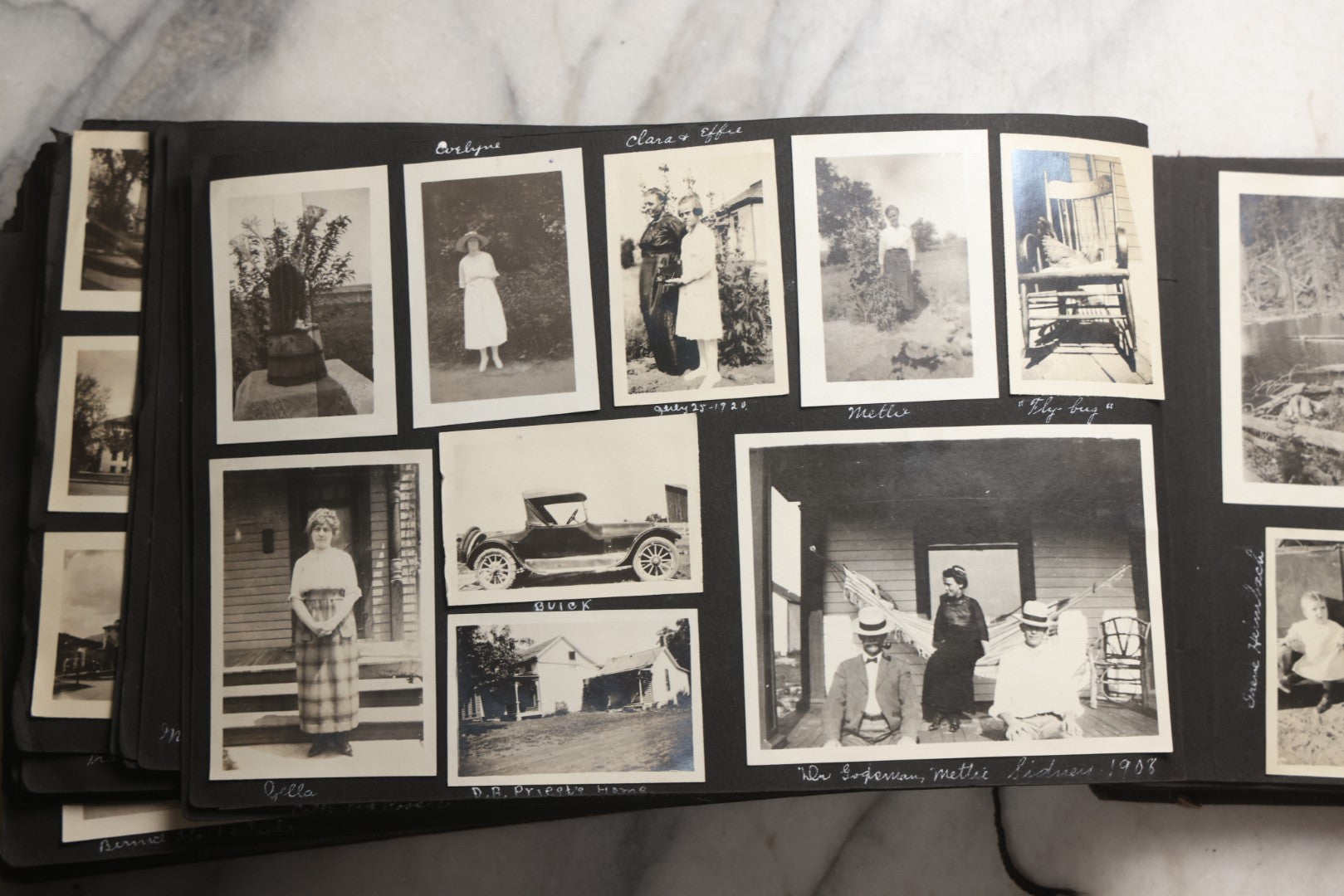 Lot 025 - Antique Snapshot Photo Album Gifted To Zella On Christmas 1916 With 1750+ Photos Of Midwest And Western Scenes Including Telluride & Greeley Colorado, Farm Life, Animals, Automobiles, Oil Wells, Early Aviation, And WWI Soldiers, 1916–1920