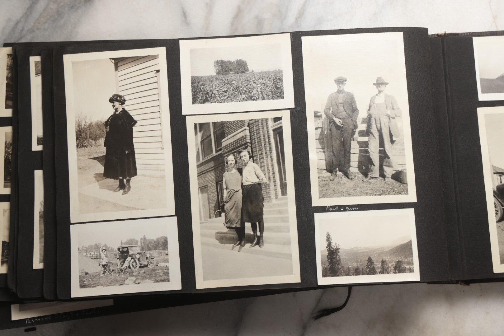 Lot 025 - Antique Snapshot Photo Album Gifted To Zella On Christmas 1916 With 1750+ Photos Of Midwest And Western Scenes Including Telluride & Greeley Colorado, Farm Life, Animals, Automobiles, Oil Wells, Early Aviation, And WWI Soldiers, 1916–1920