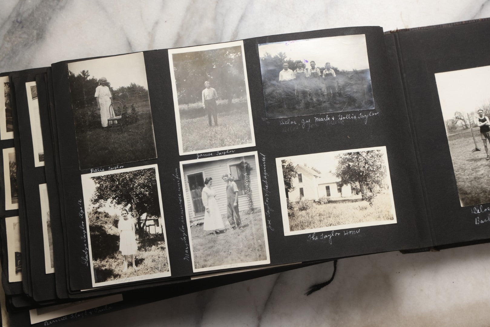 Lot 025 - Antique Snapshot Photo Album Gifted To Zella On Christmas 1916 With 1750+ Photos Of Midwest And Western Scenes Including Telluride & Greeley Colorado, Farm Life, Animals, Automobiles, Oil Wells, Early Aviation, And WWI Soldiers, 1916–1920
