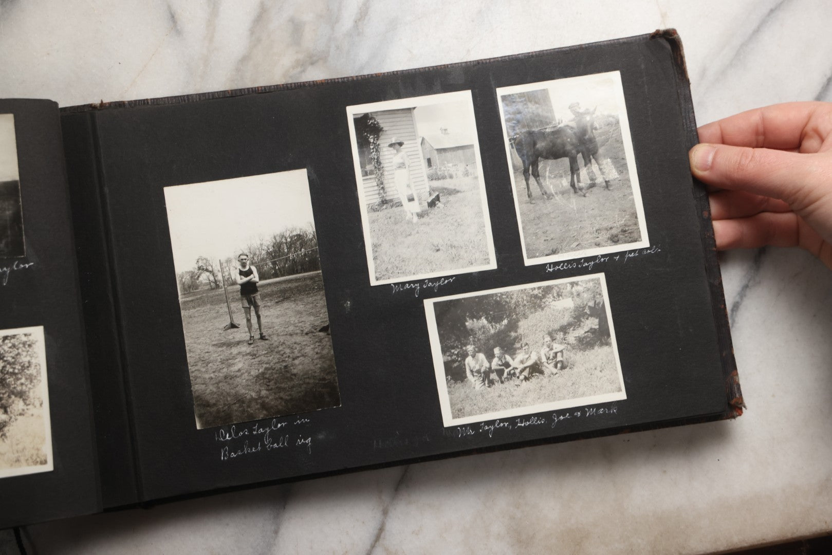 Lot 025 - Antique Snapshot Photo Album Gifted To Zella On Christmas 1916 With 1750+ Photos Of Midwest And Western Scenes Including Telluride & Greeley Colorado, Farm Life, Animals, Automobiles, Oil Wells, Early Aviation, And WWI Soldiers, 1916–1920