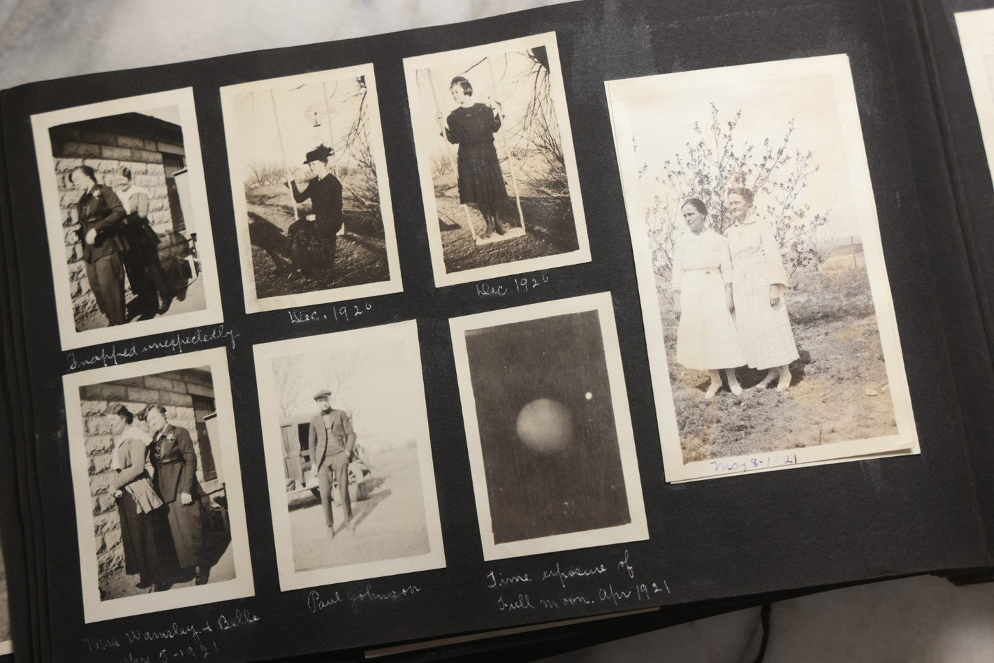 Lot 025 - Antique Snapshot Photo Album Gifted To Zella On Christmas 1916 With 1750+ Photos Of Midwest And Western Scenes Including Telluride & Greeley Colorado, Farm Life, Animals, Automobiles, Oil Wells, Early Aviation, And WWI Soldiers, 1916–1920