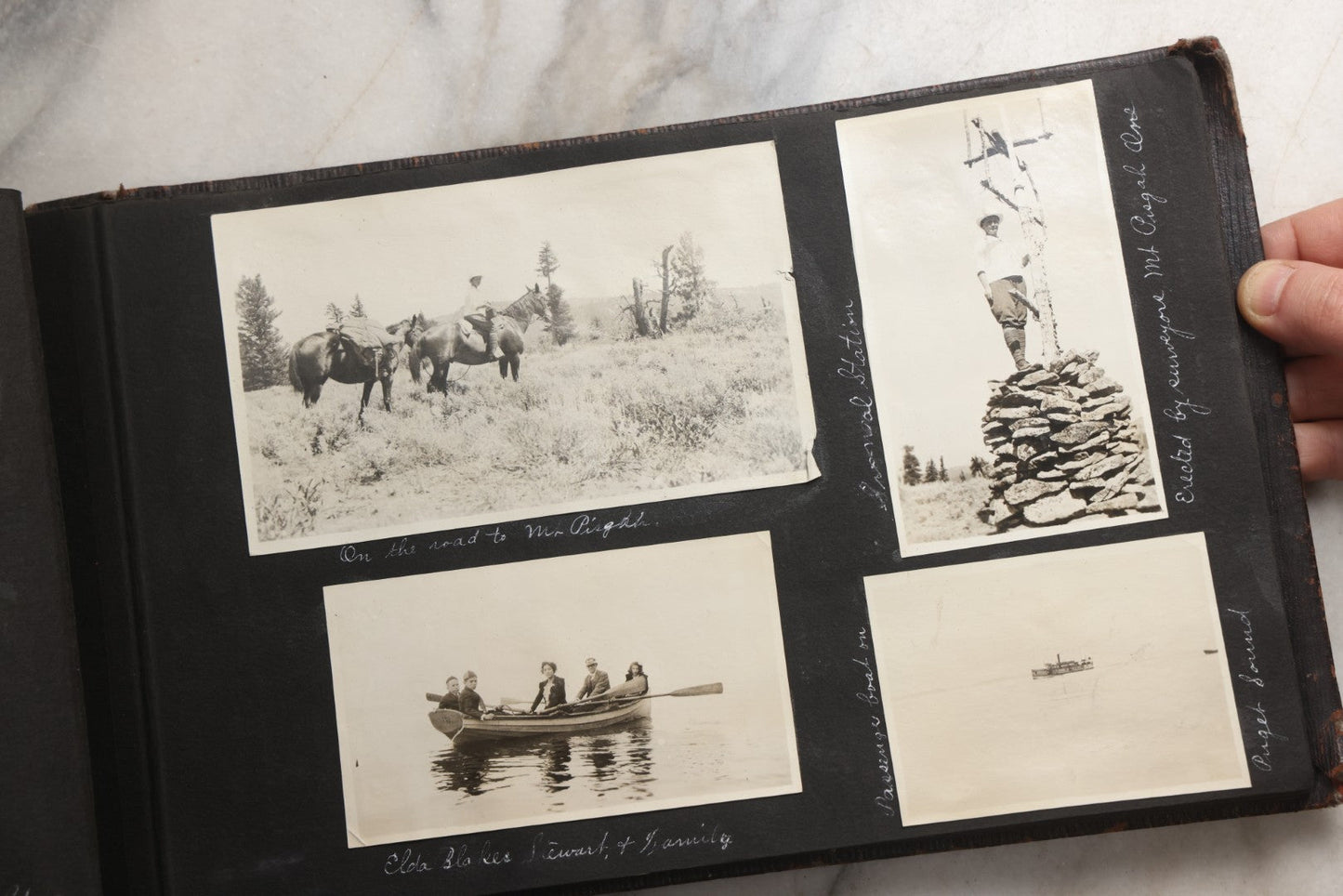 Lot 025 - Antique Snapshot Photo Album Gifted To Zella On Christmas 1916 With 1750+ Photos Of Midwest And Western Scenes Including Telluride & Greeley Colorado, Farm Life, Animals, Automobiles, Oil Wells, Early Aviation, And WWI Soldiers, 1916–1920