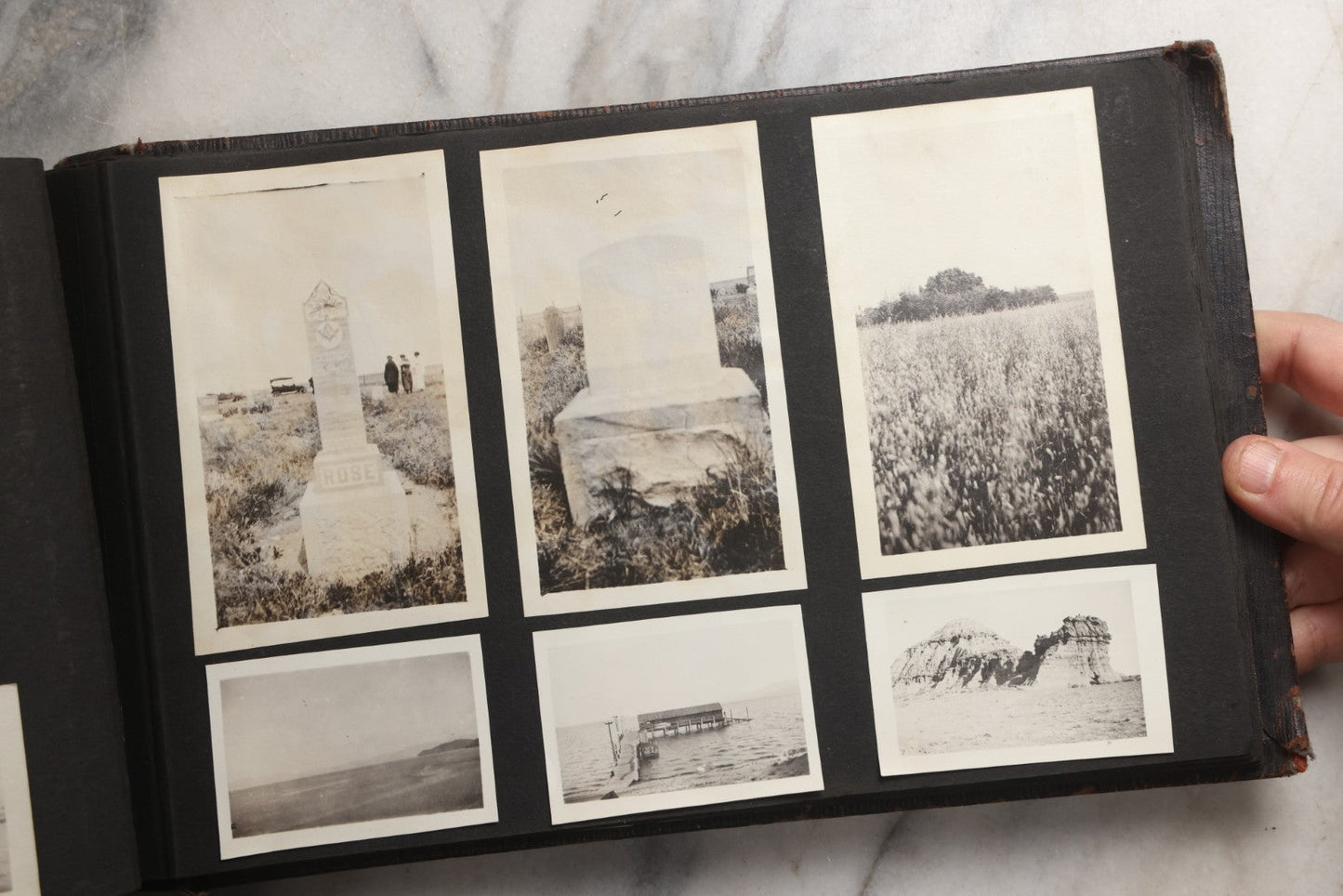 Lot 025 - Antique Snapshot Photo Album Gifted To Zella On Christmas 1916 With 1750+ Photos Of Midwest And Western Scenes Including Telluride & Greeley Colorado, Farm Life, Animals, Automobiles, Oil Wells, Early Aviation, And WWI Soldiers, 1916–1920