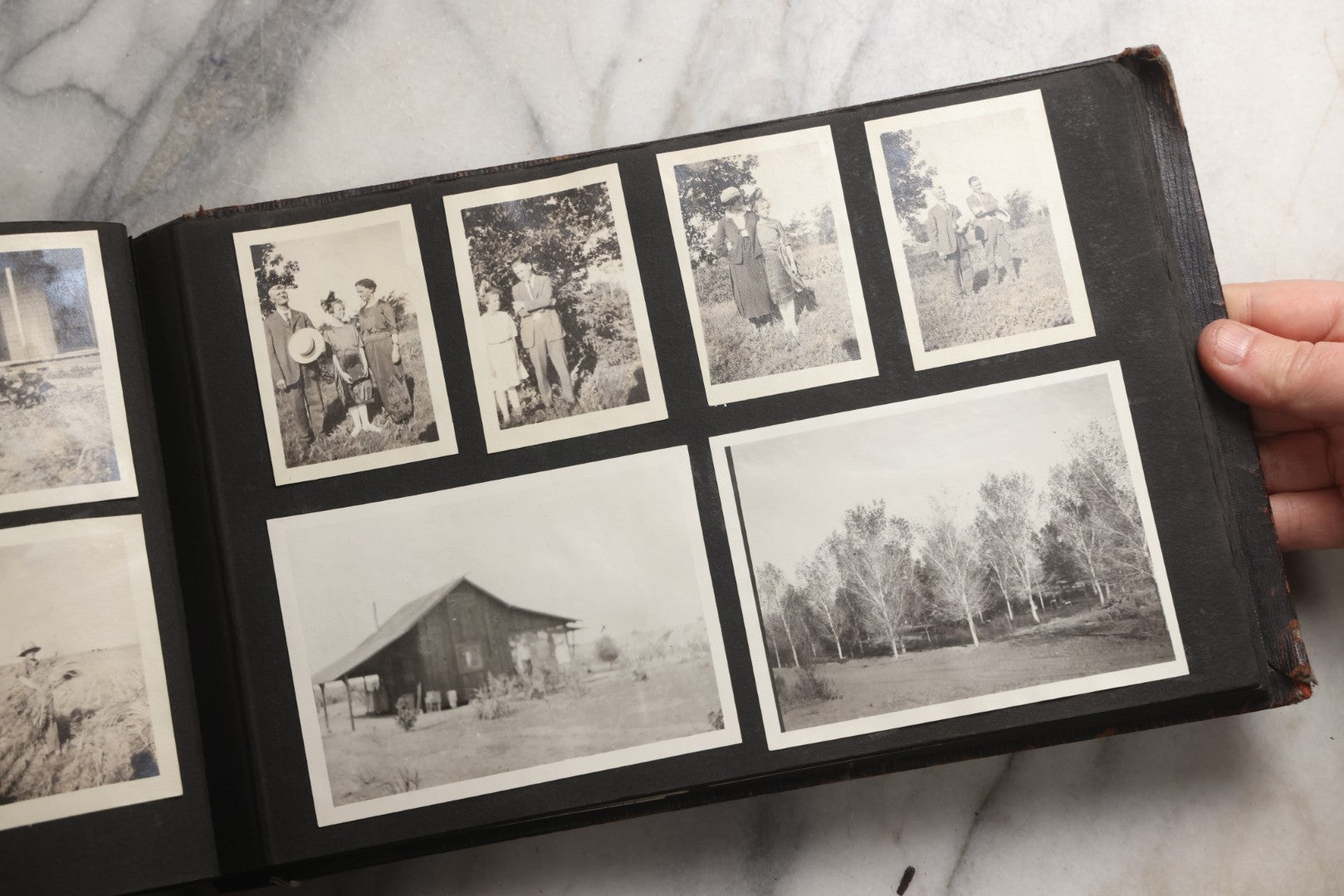 Lot 025 - Antique Snapshot Photo Album Gifted To Zella On Christmas 1916 With 1750+ Photos Of Midwest And Western Scenes Including Telluride & Greeley Colorado, Farm Life, Animals, Automobiles, Oil Wells, Early Aviation, And WWI Soldiers, 1916–1920