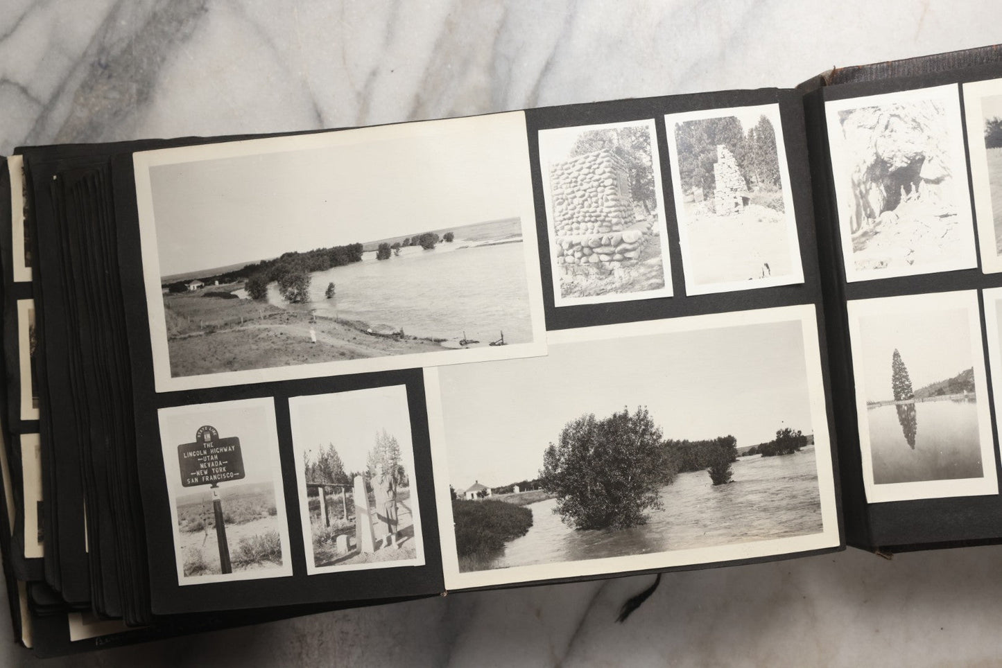 Lot 025 - Antique Snapshot Photo Album Gifted To Zella On Christmas 1916 With 1750+ Photos Of Midwest And Western Scenes Including Telluride & Greeley Colorado, Farm Life, Animals, Automobiles, Oil Wells, Early Aviation, And WWI Soldiers, 1916–1920