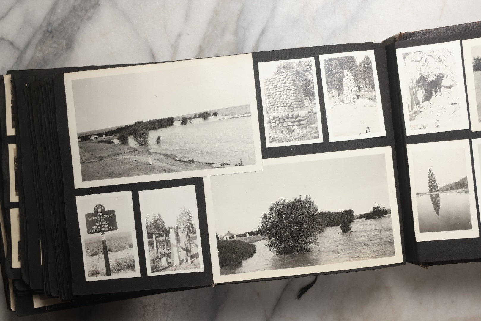 Lot 025 - Antique Snapshot Photo Album Gifted To Zella On Christmas 1916 With 1750+ Photos Of Midwest And Western Scenes Including Telluride & Greeley Colorado, Farm Life, Animals, Automobiles, Oil Wells, Early Aviation, And WWI Soldiers, 1916–1920