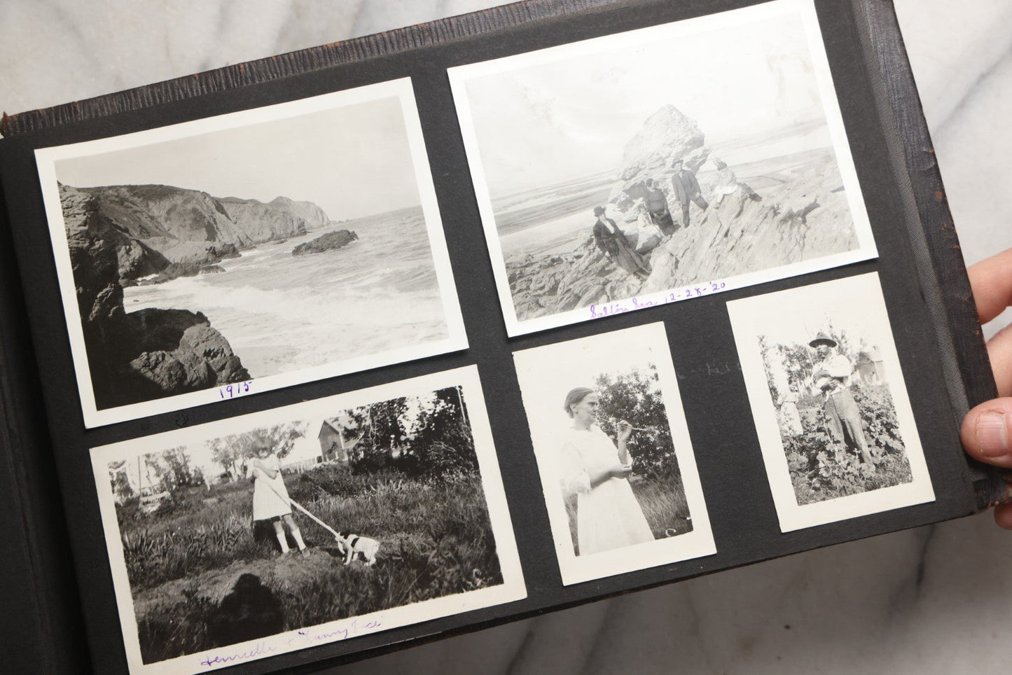 Lot 025 - Antique Snapshot Photo Album Gifted To Zella On Christmas 1916 With 1750+ Photos Of Midwest And Western Scenes Including Telluride & Greeley Colorado, Farm Life, Animals, Automobiles, Oil Wells, Early Aviation, And WWI Soldiers, 1916–1920