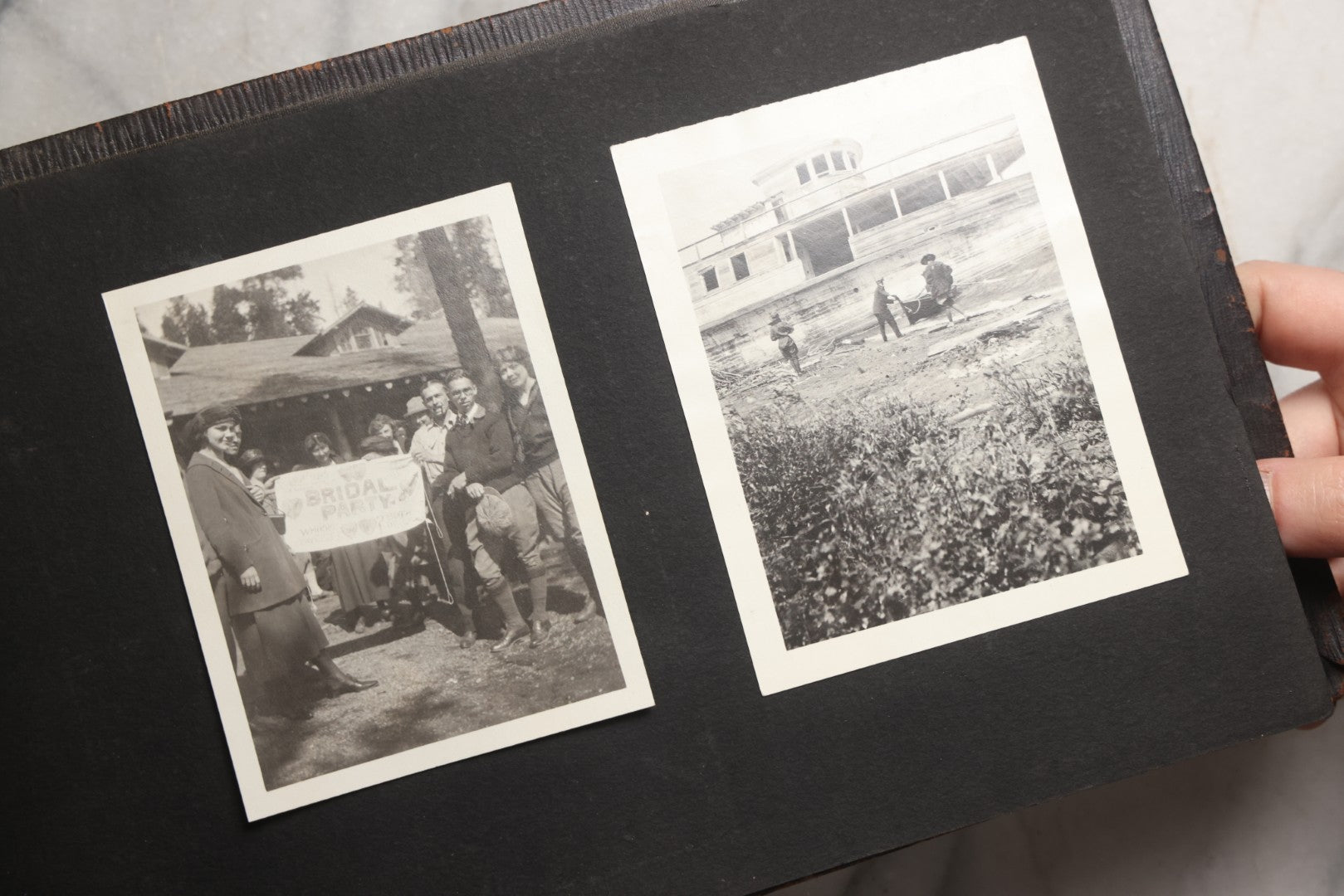 Lot 025 - Antique Snapshot Photo Album Gifted To Zella On Christmas 1916 With 1750+ Photos Of Midwest And Western Scenes Including Telluride & Greeley Colorado, Farm Life, Animals, Automobiles, Oil Wells, Early Aviation, And WWI Soldiers, 1916–1920