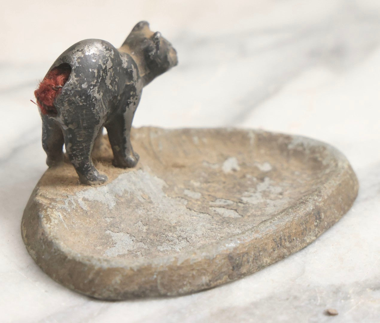 Lot 026 - Antique Austrian Cold-Painted Metal Black Cat Figurine On Dish Base
