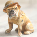 Lot 027 - Antique Cold-Painted Cast Metal Bulldog Souvenir Of Watkins Glen Wearing WWI Style Helmet, 1-7/8" H