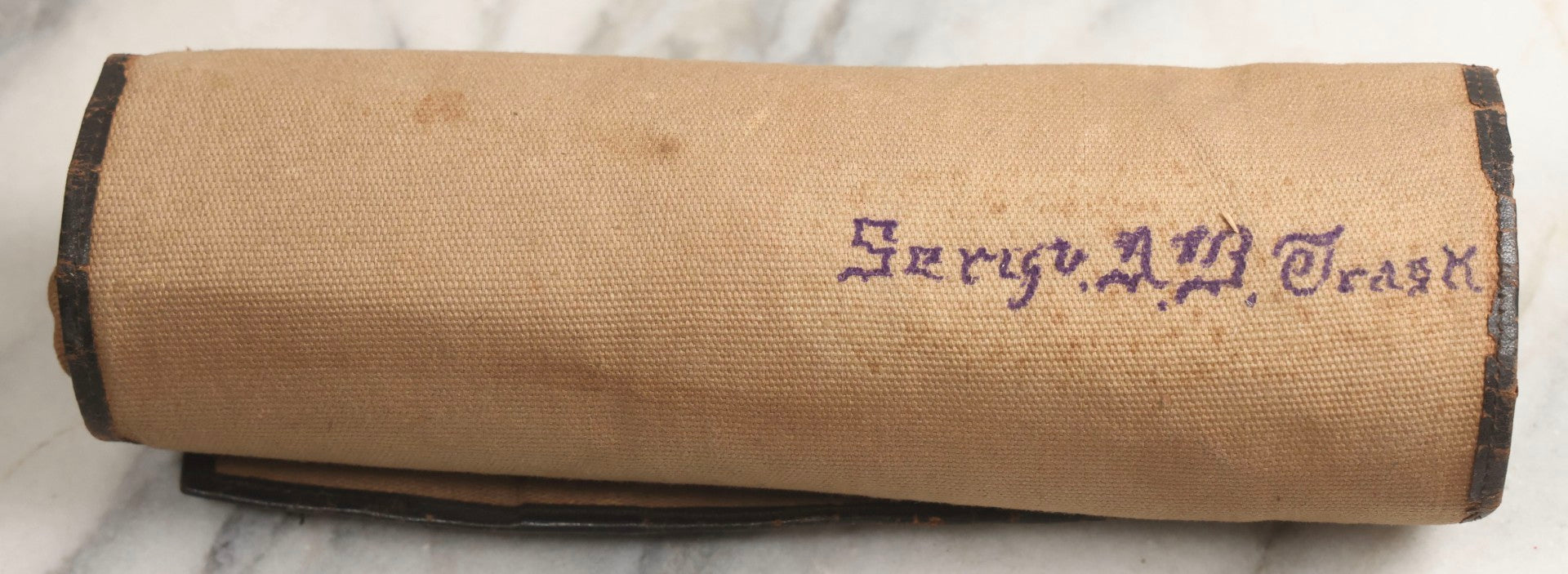 Lot 029 - Antique Massachusetts Volunteer Militia Armorer's Tool Roll, Co. M, 6th Regiment, Marked For Sergeant A. B. Trask, Late 19th–Early 20th Century