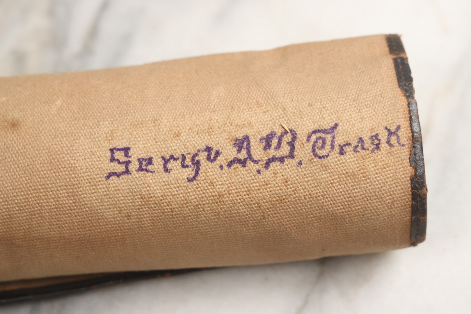 Lot 029 - Antique Massachusetts Volunteer Militia Armorer's Tool Roll, Co. M, 6th Regiment, Marked For Sergeant A. B. Trask, Late 19th–Early 20th Century