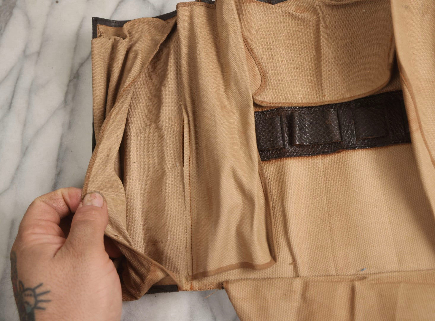 Lot 029 - Antique Massachusetts Volunteer Militia Armorer's Tool Roll, Co. M, 6th Regiment, Marked For Sergeant A. B. Trask, Late 19th–Early 20th Century