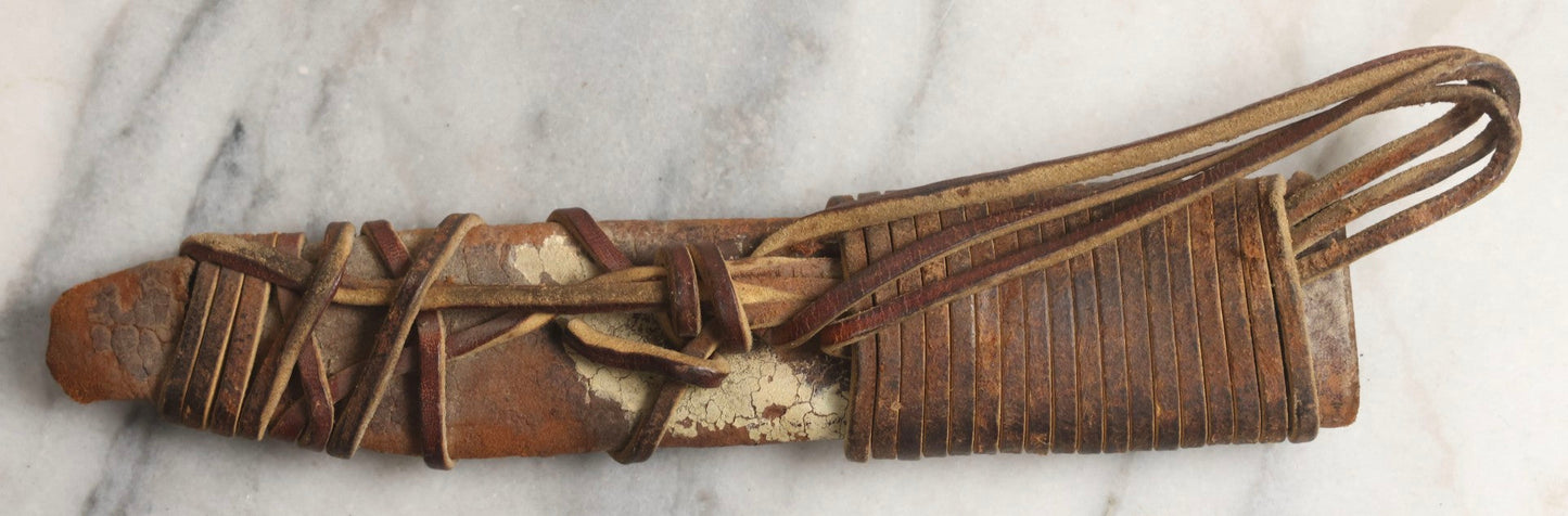 Lot 030 - Antique No. 521 8–12" Bowie Hunting Knife With Stag Antler Handle Carved “Mar Karian,” By Bridgeport Gun And Implement Company (B.G.I. Co.), Bridgeport, Connecticut, With Custom Leather Sheath