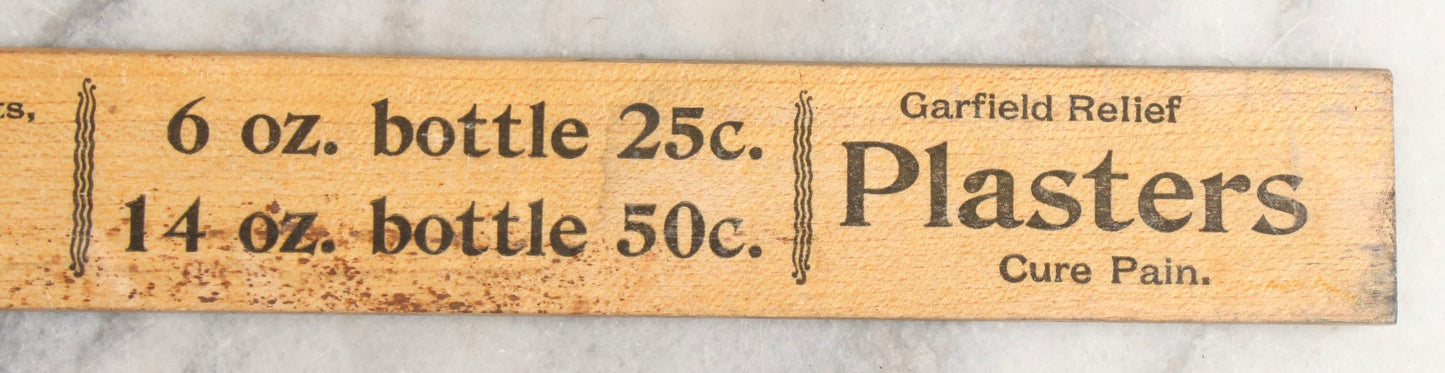 Lot 033 - Antique Advertising Ruler For Garfield Tea Patent Medicine Promoting Remedies For Constipation ("A Pleasant Laxative"), Sick Headache, Kidney And Liver Complaints, Infant Ailments, And Pain Relief