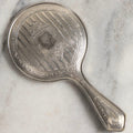 Lot 034 - Vintage Silverplate Advertising Hand Mirror For Buster Brown Shoes With Beveled Round Mirror, 4-7/8" L