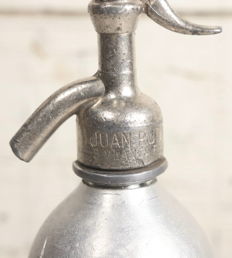 Lot 035 - Vintage Glass Soda Bottle With Aluminum Wrap For Los 6 Hermanos Soda, Tomas Iglesias, With Juan Rutar Spout