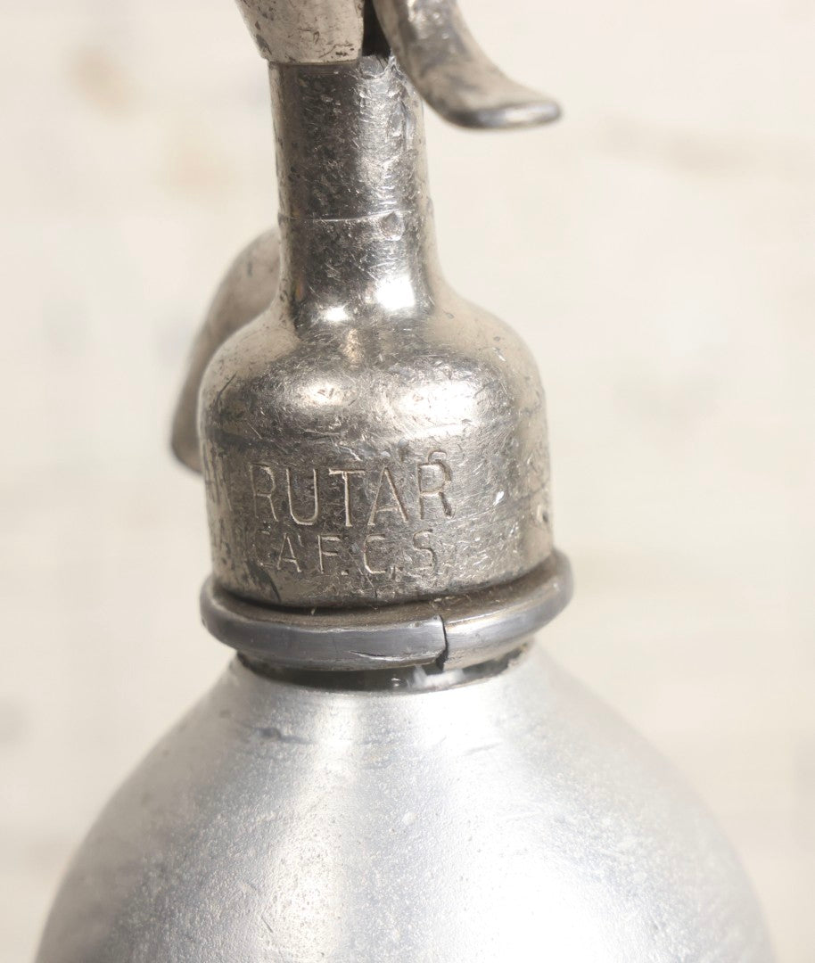 Lot 035 - Vintage Glass Soda Bottle With Aluminum Wrap For Los 6 Hermanos Soda, Tomas Iglesias, With Juan Rutar Spout