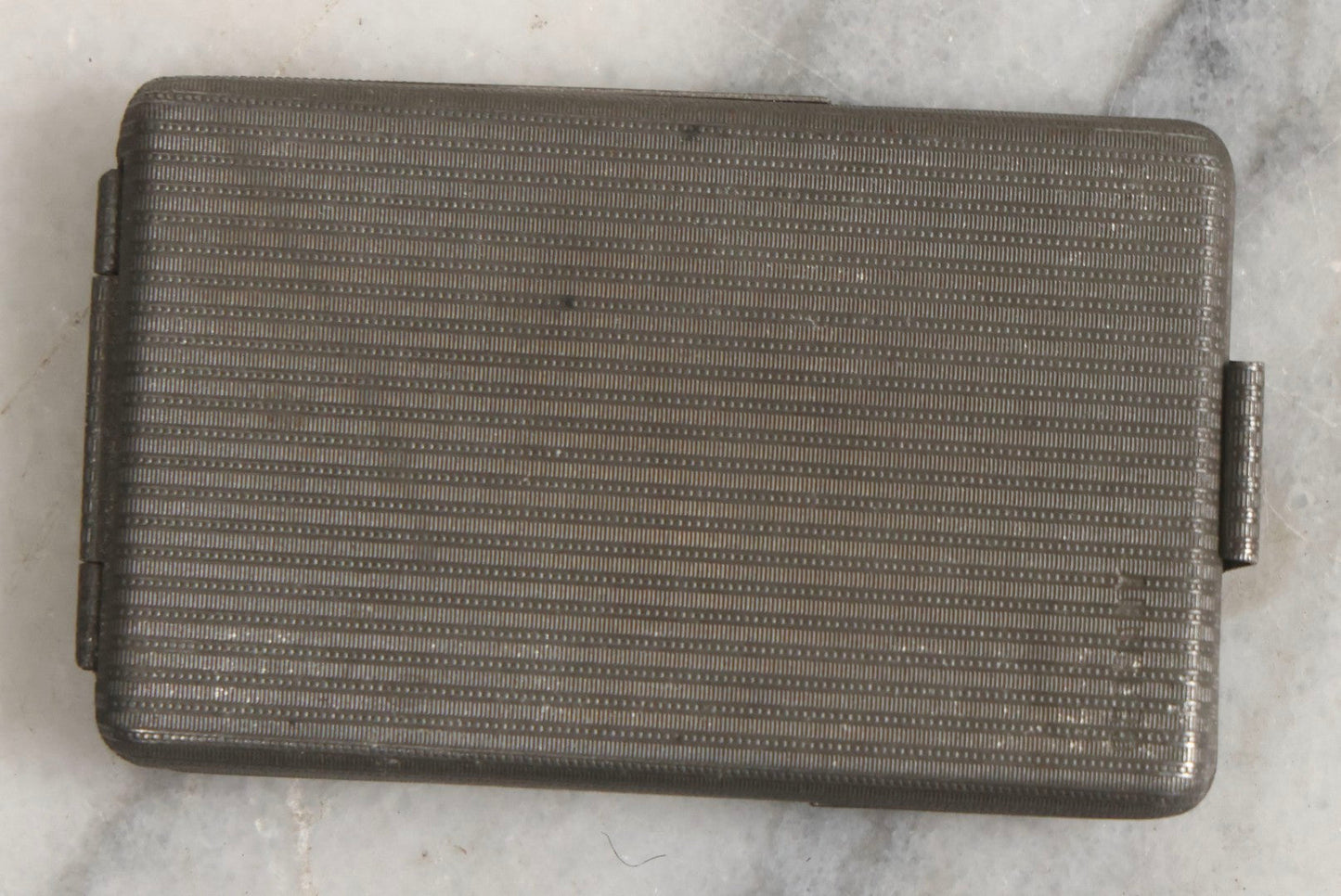 Lot 037 - Antique Pressed Tin Advertising Match Safe, “Compliments Of Wallach Bros. Cigars," 233 Main Street, New Rochelle, New York, Made In Germany