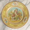 Lot 049 - Antique Vienna Art Plates Tin Lithograph Decorative Plate With Classical Maiden, Birds, And Floral Motifs, Marked “Vienna Art Plates, Patent Applied For," 10" Diameter