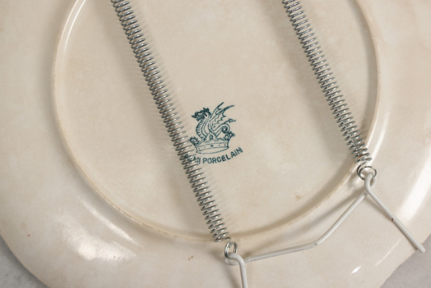 Lot 050 - Antique Transferware Commemorative Plate Of Uss Texas Marked “Semi Porcelain” With Dragon-In-Crown Hallmark And Modern Plate Hanger
