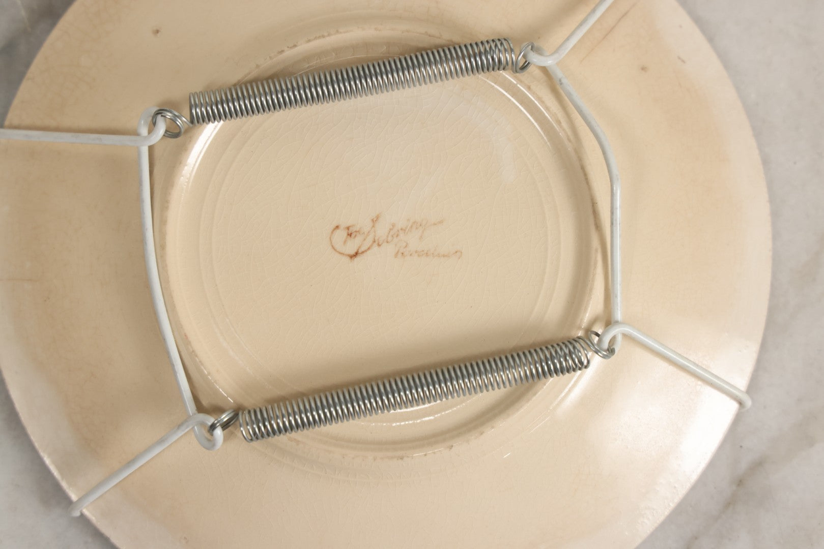 Lot 051 - Antique Transferware Commemorative Plate Of Uss New York (ACR-2) Marked “The Sebring Porcelain” With Modern Plate Hanger