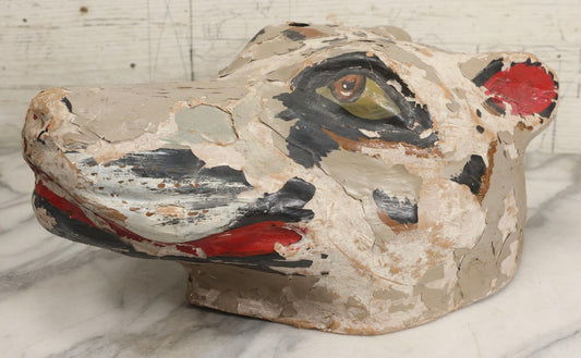 Lot 057 - Vintage Colombian Carnival Papier-Mâché Wolf Mask By Taller Horizontes Del Carnaval, Barranquilla, Heavy Flaking Paint
