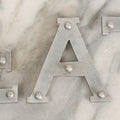 Lot 059 - Vintage Die-Cut Aluminum Sheet Metal Letters Spelling “D-E-A-T-H” With Original Rivets, 3" H Each