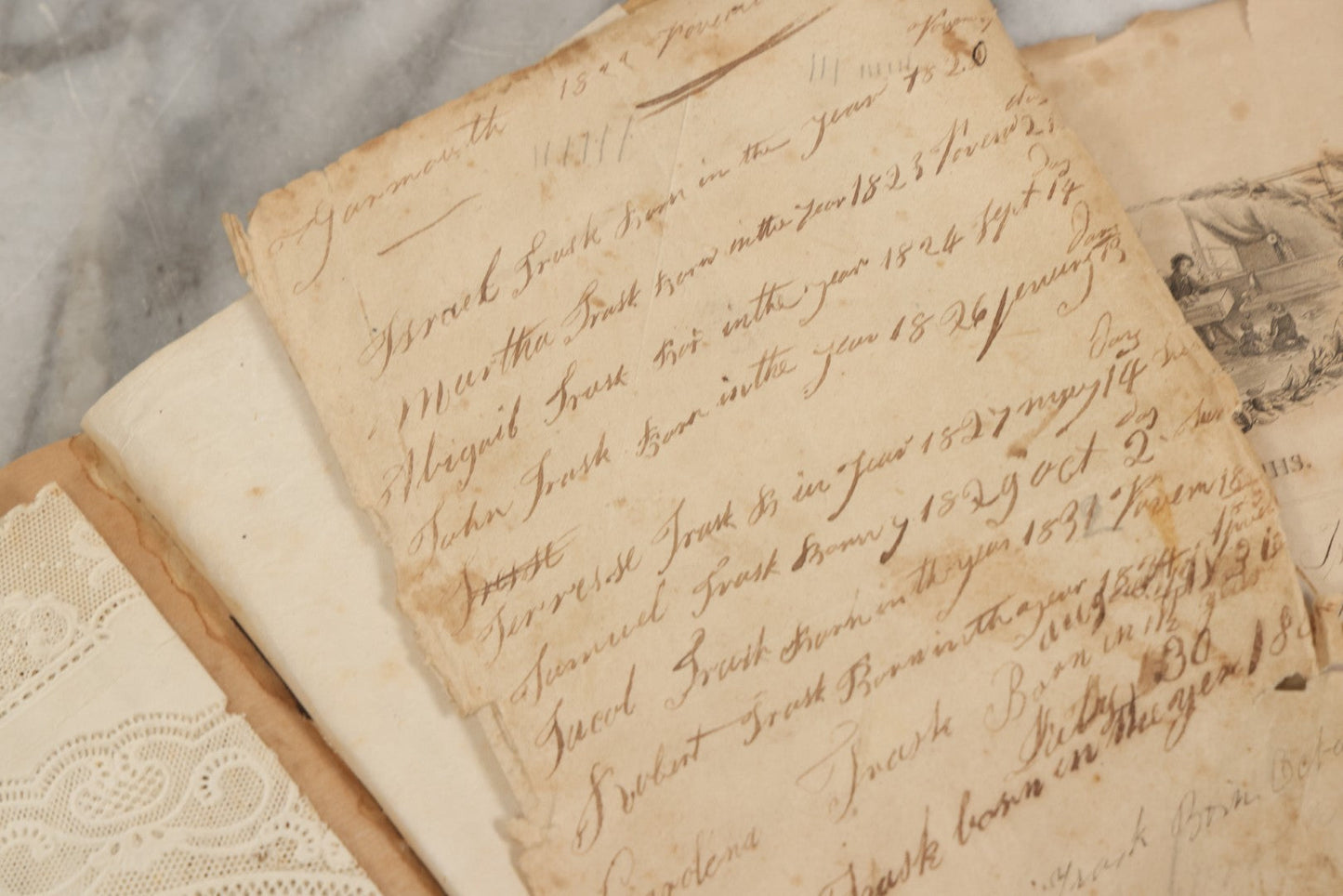 Lot 063 - Antique Memorial Sermon Booklet “A Sermon On The Death Of Gen. George Washington, Preached February 22, 1800” By Nathaniel Emmons, D.D., Wrentham, Massachusetts, With Additional Trask Family Ephemera