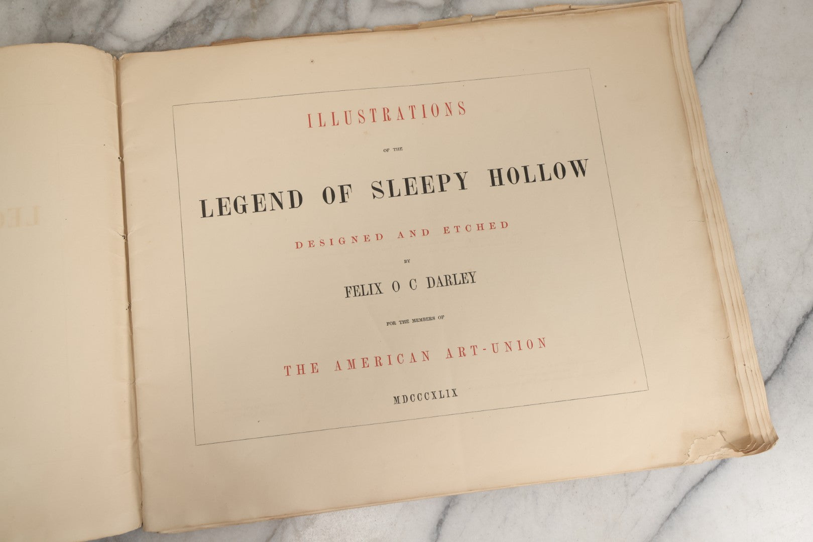 Lot 065 - Antique Art Booklet “Illustrations Of The Legend Of Sleepy Hollow” By Felix O.C. Darley For The American Art-Union, 1849, Authorized By Washington Irving And Publisher George P. Putnam