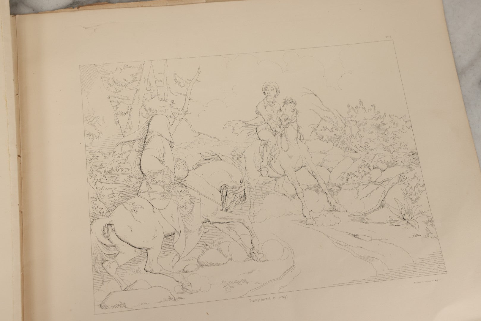 Lot 065 - Antique Art Booklet “Illustrations Of The Legend Of Sleepy Hollow” By Felix O.C. Darley For The American Art-Union, 1849, Authorized By Washington Irving And Publisher George P. Putnam