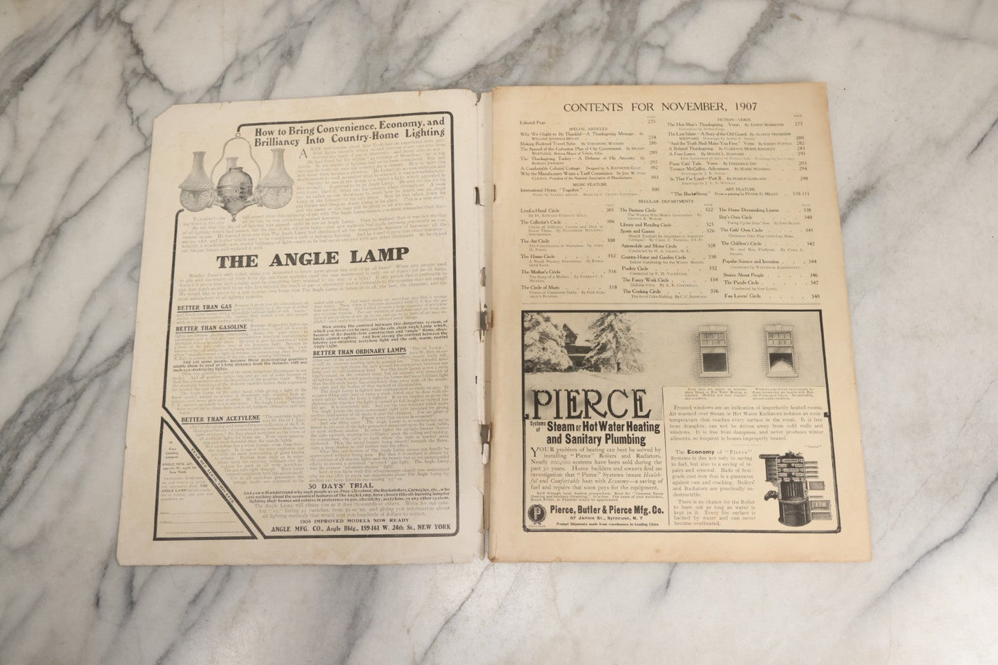 Lot 066 - Antique “The Circle” Magazine, November 1907, With Cover Of Man And Woman Carving Halloween Jack-O-Lantern Illustrated By Bessie Pease Gutmann, Copyright Funk & Wagnalls Co., New York