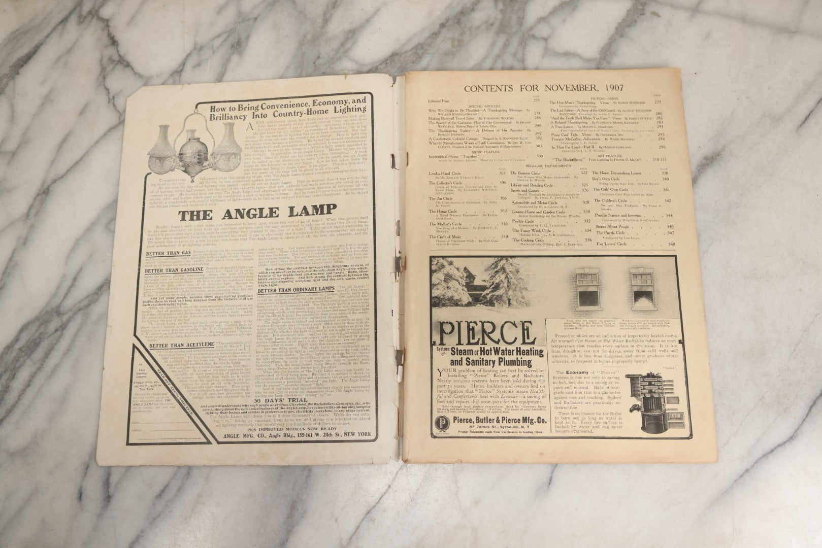 Lot 066 - Antique “The Circle” Magazine, November 1907, With Cover Of Man And Woman Carving Halloween Jack-O-Lantern Illustrated By Bessie Pease Gutmann, Copyright Funk & Wagnalls Co., New York